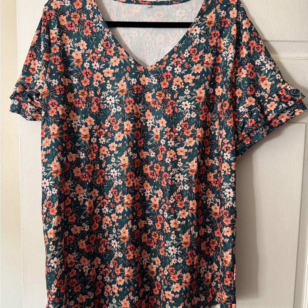 Floral V-Neck Women Top